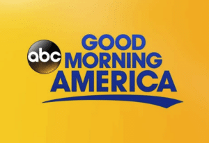 ABC Good Morning America logo on a yellow background.